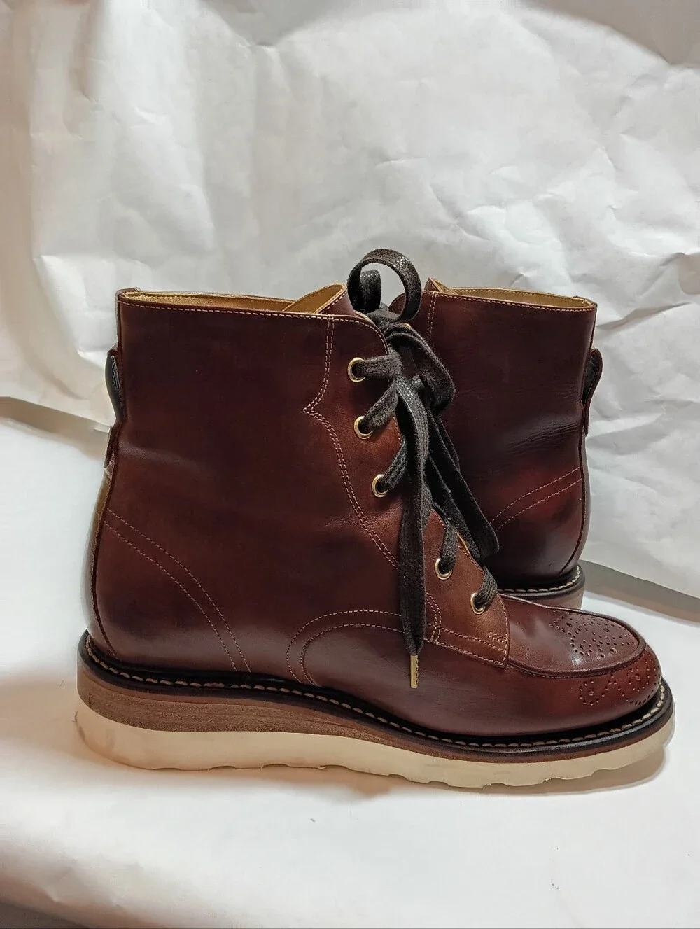 The Office of Angela Scott Mr. Ryan wedge chukka boots 38.brown leather lace up